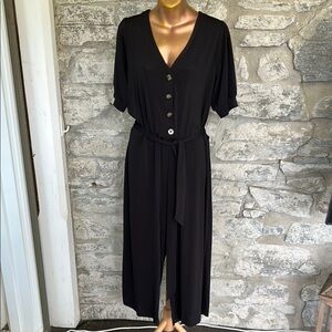 Button Front Capri Jumpsuit